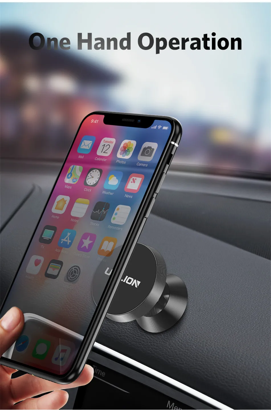 Магнитный автомобильный держатель для телефона USLION для iPhone 7, XR, XS, Max, samsung, Xiaomi, универсальное магнитное крепление, автомобильный держатель, подставка для телефона в автомобиле
