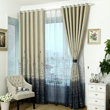 

Hot Sale! Blackout Castle Curtains For baby/Kids / Children / Boys / Girls /Princess Customized Ready Made Blackout Sky Castle