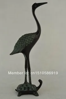 

China Rare Collectibles Old Decorated Handwork Bronze Carving Crane Statue