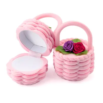 

2 pieces lovely Velvet Flower basket jewelry box wedding ring box gift box Necklace Earring Holder for jewelry display 2 colors