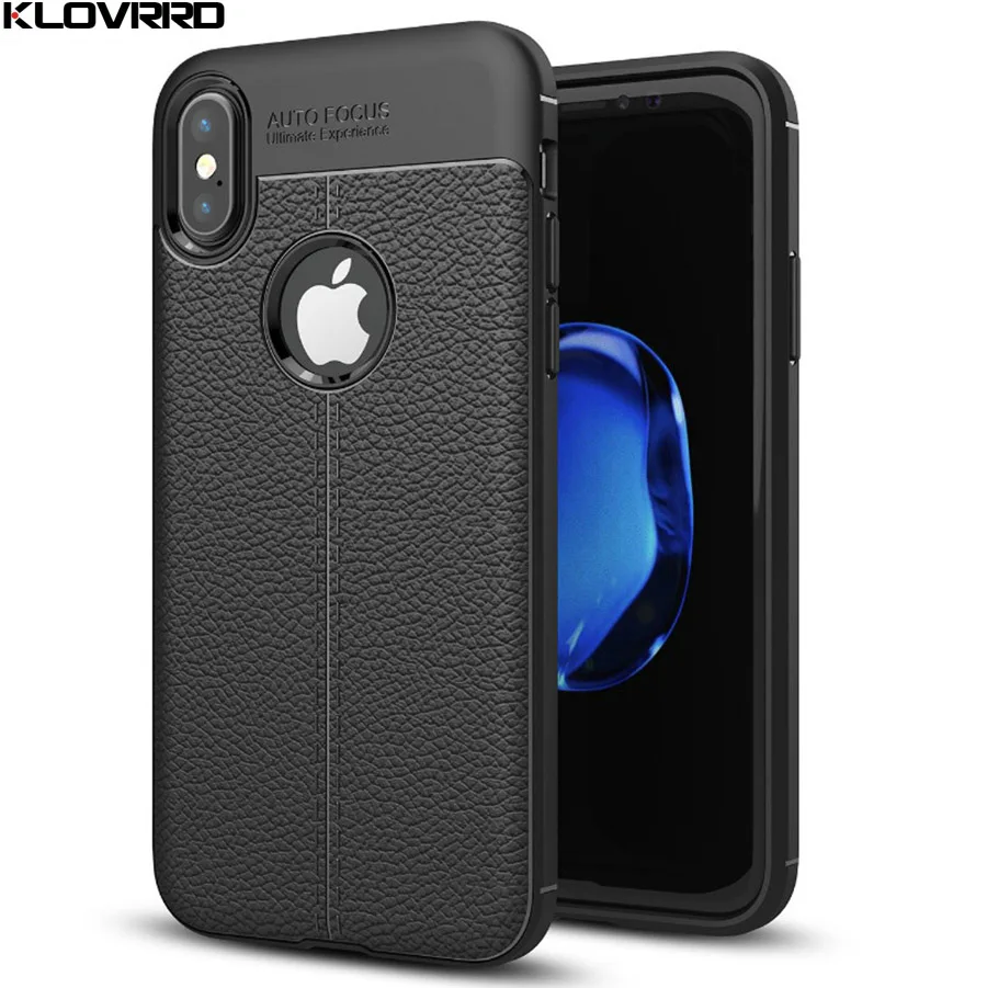 

KLOVRRD For Apple iPhone X soft TPU Leather Design Shockproof Protection Case For Apple iPhoneX Litchi Leather Skin Soft Cover