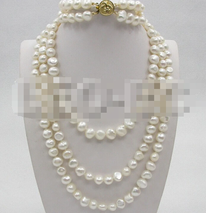 

Fast shipping + 12578 baroque white pearls necklace 2row bracelet set (A0516)