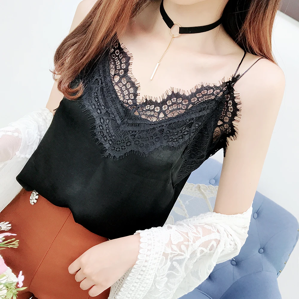 Fashion Korean Tank Top Women's Lace Patchwork Camis Ladies Clothes