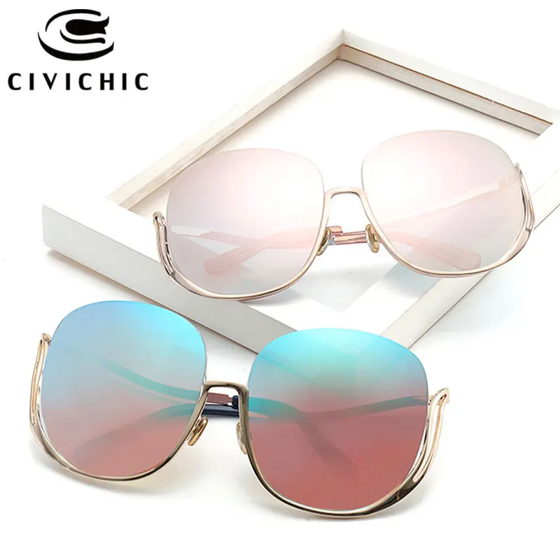 

CIVICHIC Hot Fashion Women Semi Rimless Sunglasses Personalized UV400 Oculos De Sol Hipster StreetSnap Brand Designer Gafas E385