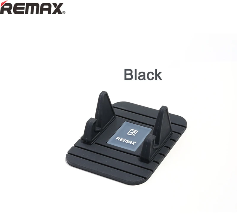 Автомобильный держатель для телефона remax, мягкий силиконовый нескользящий коврик, подставка для мобильного телефона, кронштейн, поддержка gps для iPhone 5, 6, 6s plus, samsung - Цвет: Black