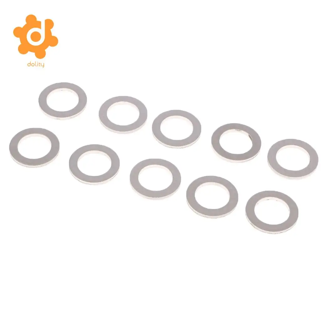 10Pcs Metal Oil Drain Plug Crush Washers Gaskets for Honda Acura Silver