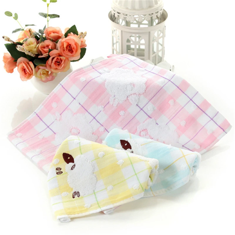 

Cotton Cartoon Sheep Pattern Kindergarten Kids Children Square Handkerchiefs Face Wash Towel ZFS0656