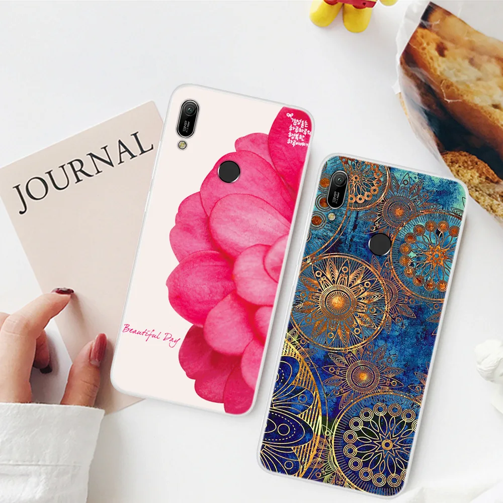 Чехол из ТПУ с мультяшными животными и цветами для Huawei Y6 2019 окрашенный чехол