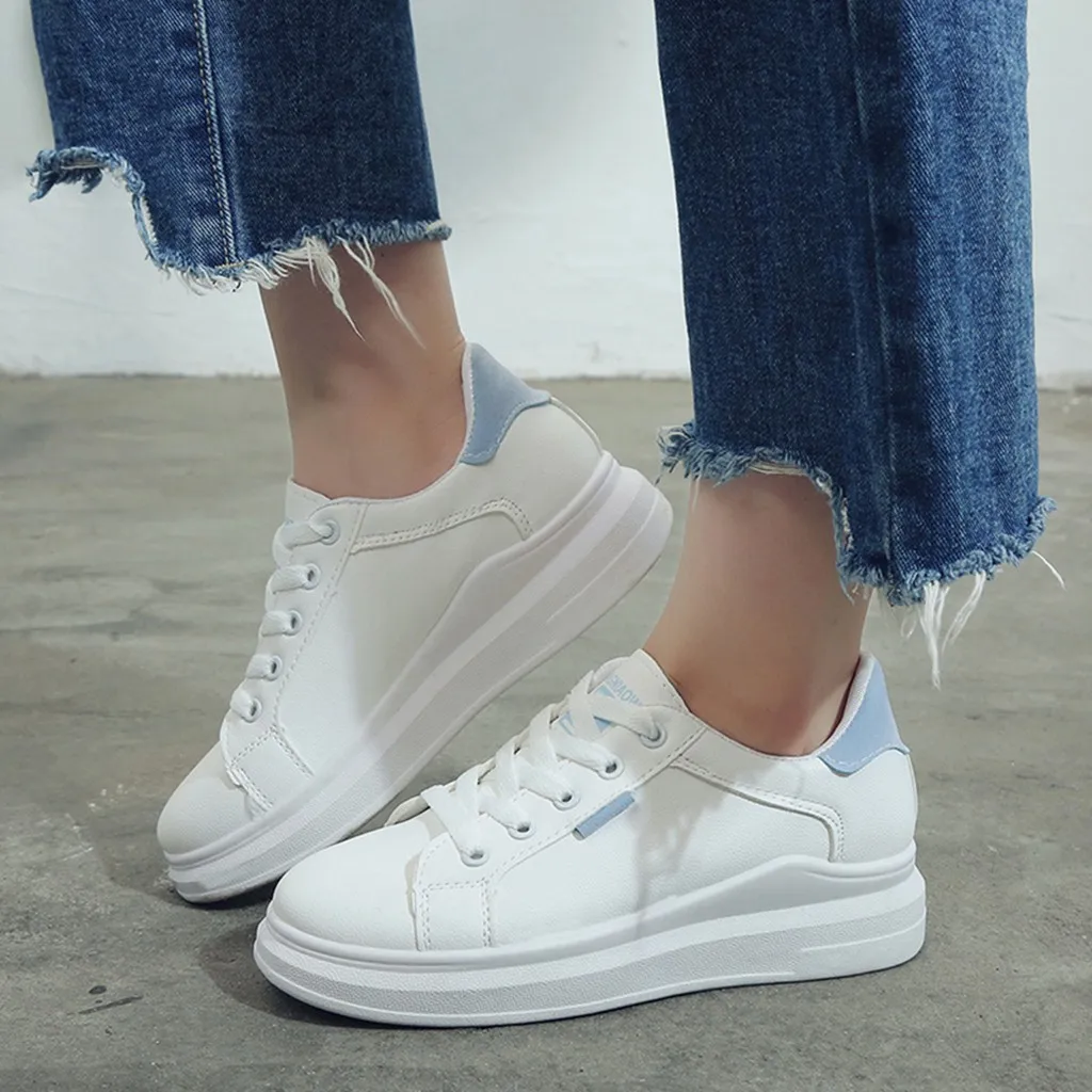 

Women Sneakers Women Sport Shoes Ladies Flat Thick Med Heel Breathable Casual Sneakers Single Shoes #g4