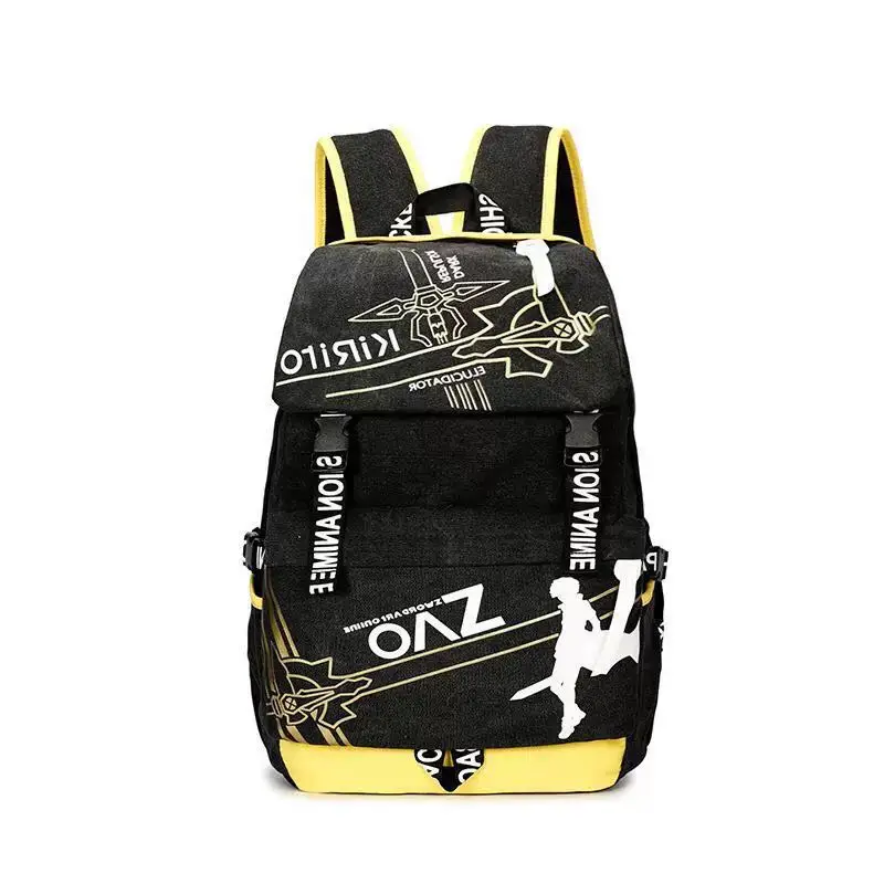 

Anime Sword Art Online Kirito & Yuuki Asuna canvas Laptop Black Backpack/Double-Shoulder Bag/School Bag