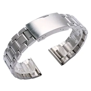 

20mm 22mm Silver Stainless Steel Watch Band Strap Womens Men Replace Band Strap Folding Buckle with Straight End Bracelet
