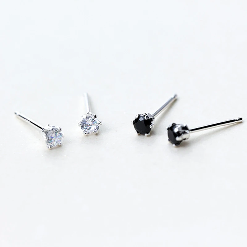

MloveAcc Trendy 925 Sterling Silver Stud Earrings with Single Bright Cubic Zirconia Female Jewelry Wholesale