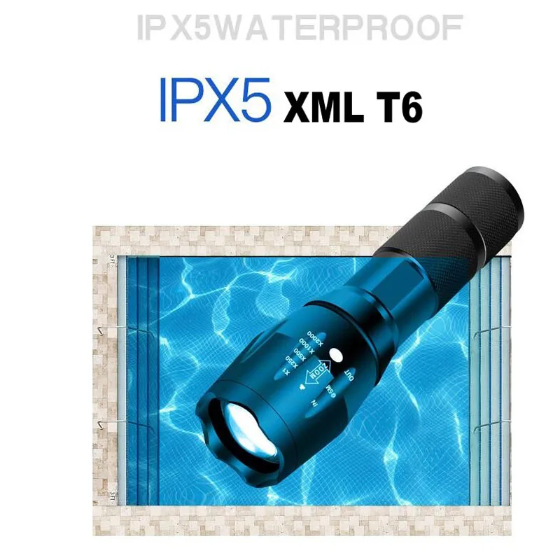 XML T6 светодиодный фонарь Q5 мини тактический масштабируемый водонепроницаемый