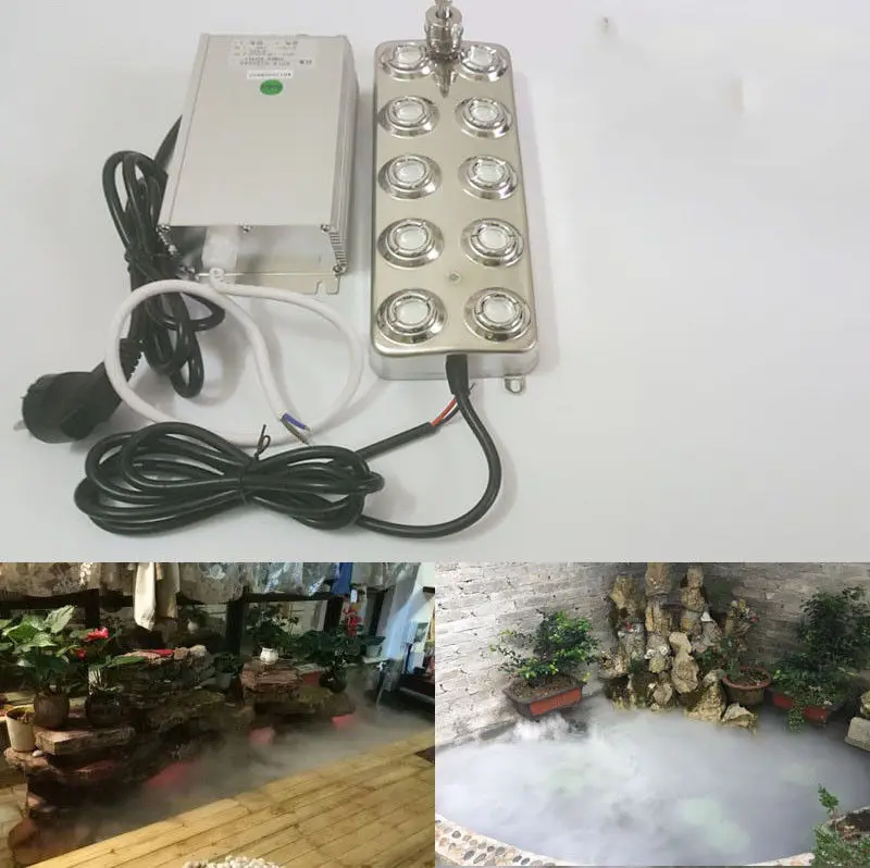 

New 110V 10 head Ultrasonic mist maker fogger humidifier w/ transformer 360W