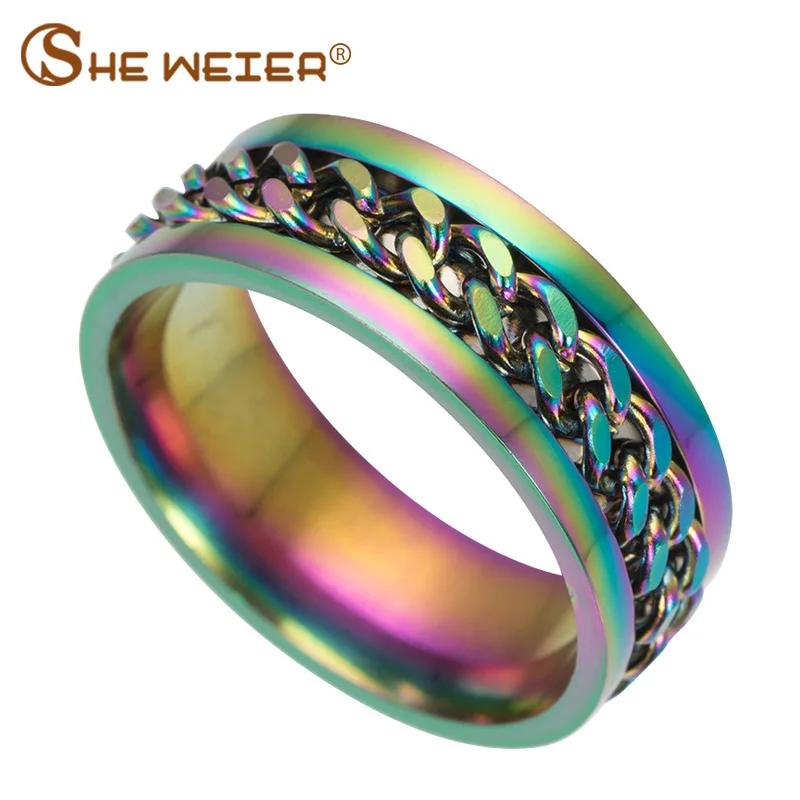SHE WEIER Stainless Steel Rings For Women Jewelry Wedding Engagement Men Black Rings Female Couple Anel Ttanium Male Anillo