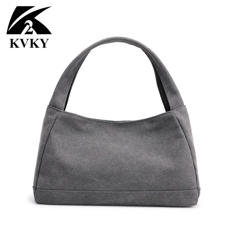 

KVKY Brand Design New Women Bag Handbag Canvas Small Ladies Casual Totes Top Handle Mini Shell Bag Simple Solid Bolsa Feminina