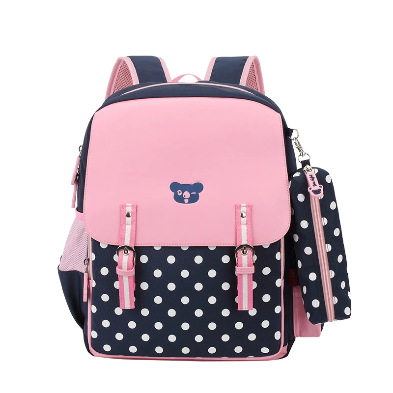 Buy Dark Blue Polka Dot Bag Girls School Bags For Children Korean Style Kids
