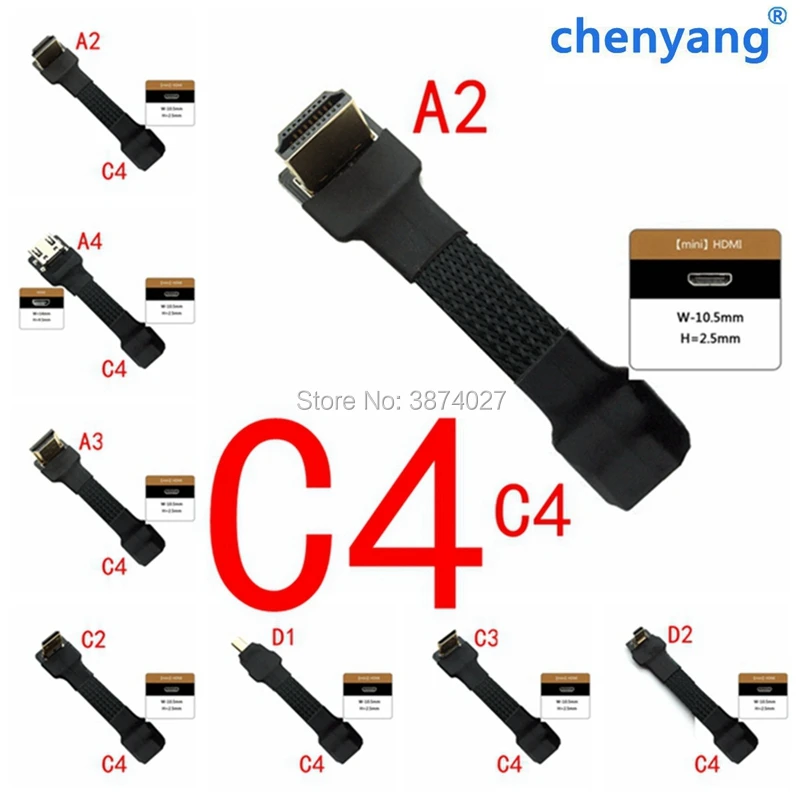 Плоский кабель C4 FPV Mini HDMI мама к 2 0 Тип A и C Micro D экранированный FPC 5 см 50 20 см|Кабели