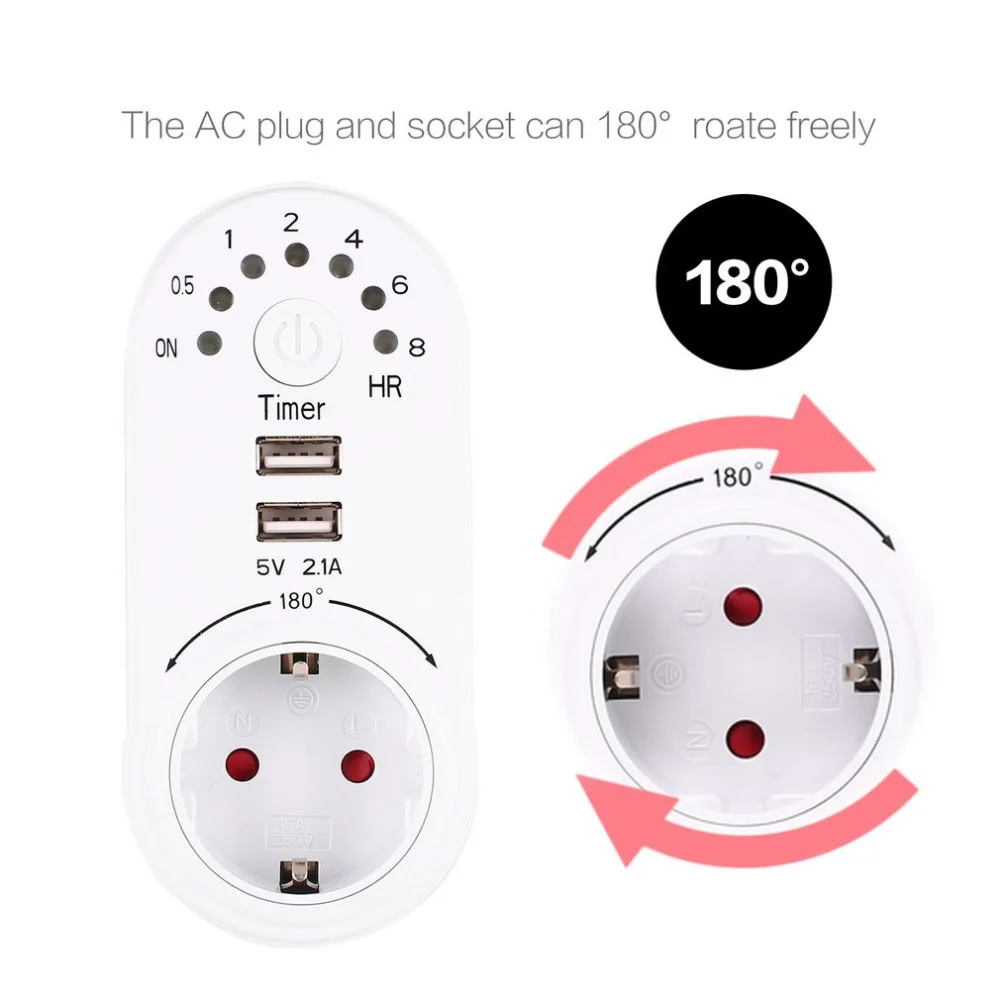 

220V Timer Switch Mini USB 5V 2.1A Adapter Socket Outlet Plug-in Countdown Energy Saving Electronic Time Controller