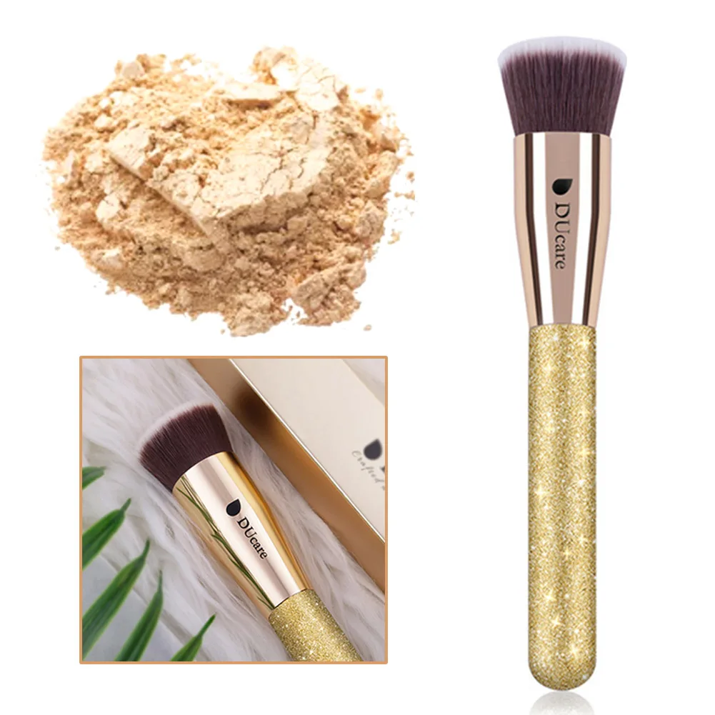 DUcare 1 PC Foundation Brush Flat Kabuki Brush Golden Face Brushes For