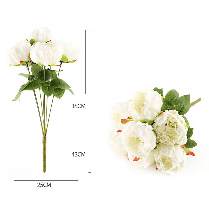 white artificial flower silk peonies bouquet fake peony rose wedding bouquet home decor
