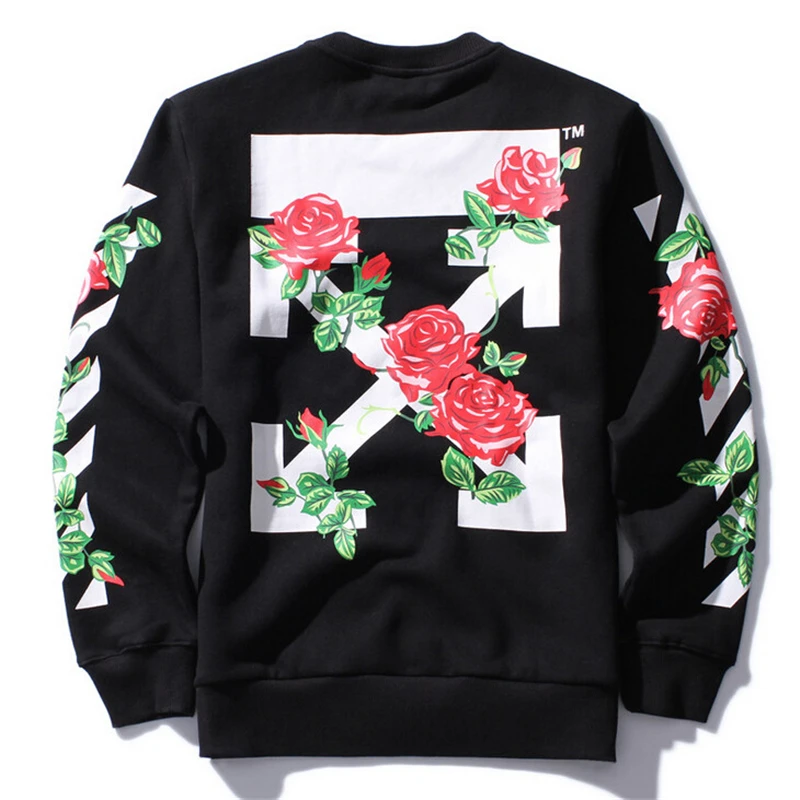 off white rose hoodie mens