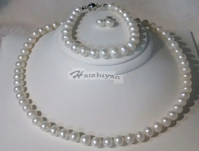 

18" 8-9MM SOUTH SEA WHITE PEARL NECKLACE BRACELET EARRING