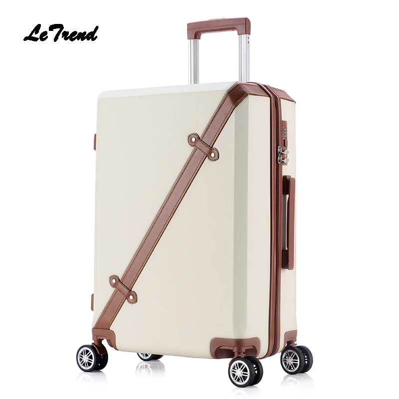 Letrend Rolling Luggage Spinner Suitcase Wheels 24 inch Student Fashion