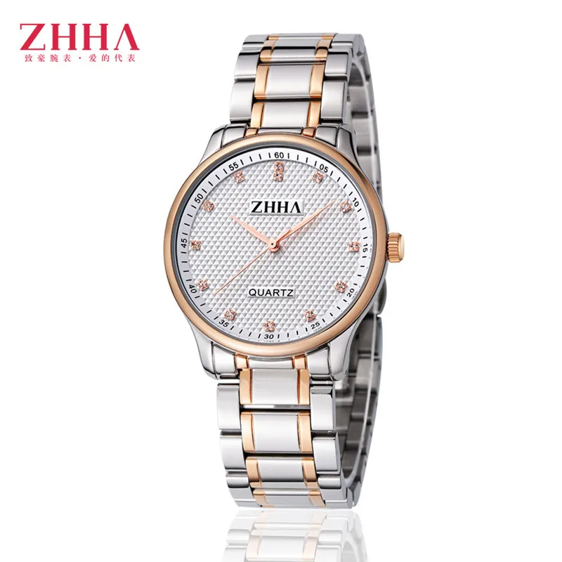 ZHHA Couple Lovers Watches Women Gold Watch Men Top Brand Lxury Famous Wristwatch Male Female Clock