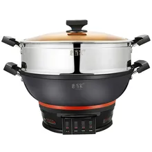 Многофункциональная электрическая плита с 1 поддоном для Пароварка для пароварки, жарки, тушения, горячего горшка, чугунная сковородка, идеально подходит для 2-3 человек