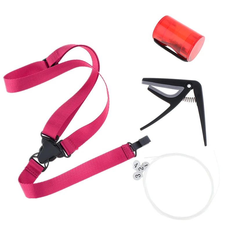 4pcs/lot Ukulele Tool Kit String + Strap + Capo + Sand Shaker Ukulele