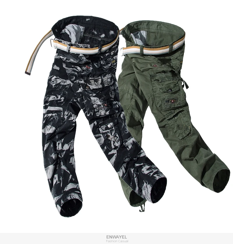 Лето-осень хлопок Повседневное карго штаны, мужские брюки камуфляж, военный, армейский работать несколько карманов мужской 5502