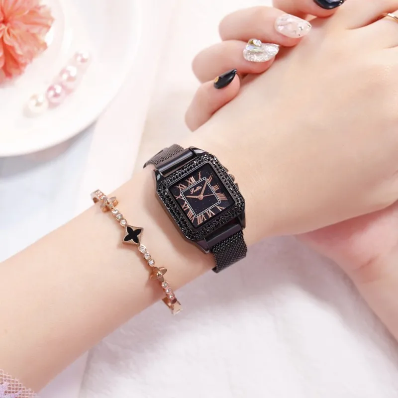 

Top Luxury Brand Crystal Women Watches Fashion Magnet Buckle Dress Quartz Women Watch Ladies Stainless Steel Watch reloj mujer