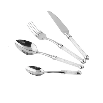 

1pcs Luxury Dinnerware Acrylic Crystal Handle Dinner Knife Fork Spoon Teaspoon Wedding Cutlery Silverware Kitchen Tableware set