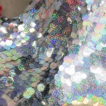 130 см x 90 см ультра-зашифрованный рыбья чешуя 1.8 см* 1.8 см Блестки Ткань лазерная ткань кружева бусы Блестки ткань для одежды Украсить