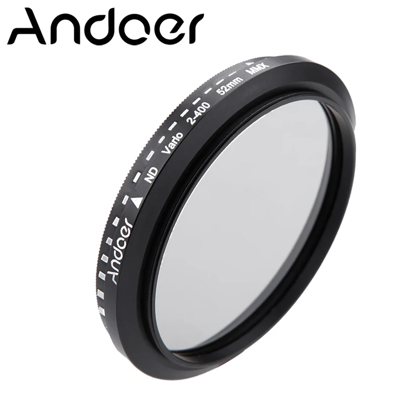 

Andoer 52mm ND Filter Fader Neutral Density Adjustable ND2 to ND400 Variable Optical glass Filter for Canon Nikon DSLR Cameras