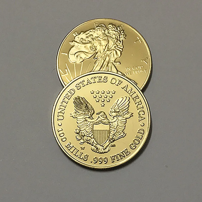 10 шт. The Freedom 2000 coin 1 OZ 24K настоящий позолоченный Значок США Орел 40 мм сувенирная монета