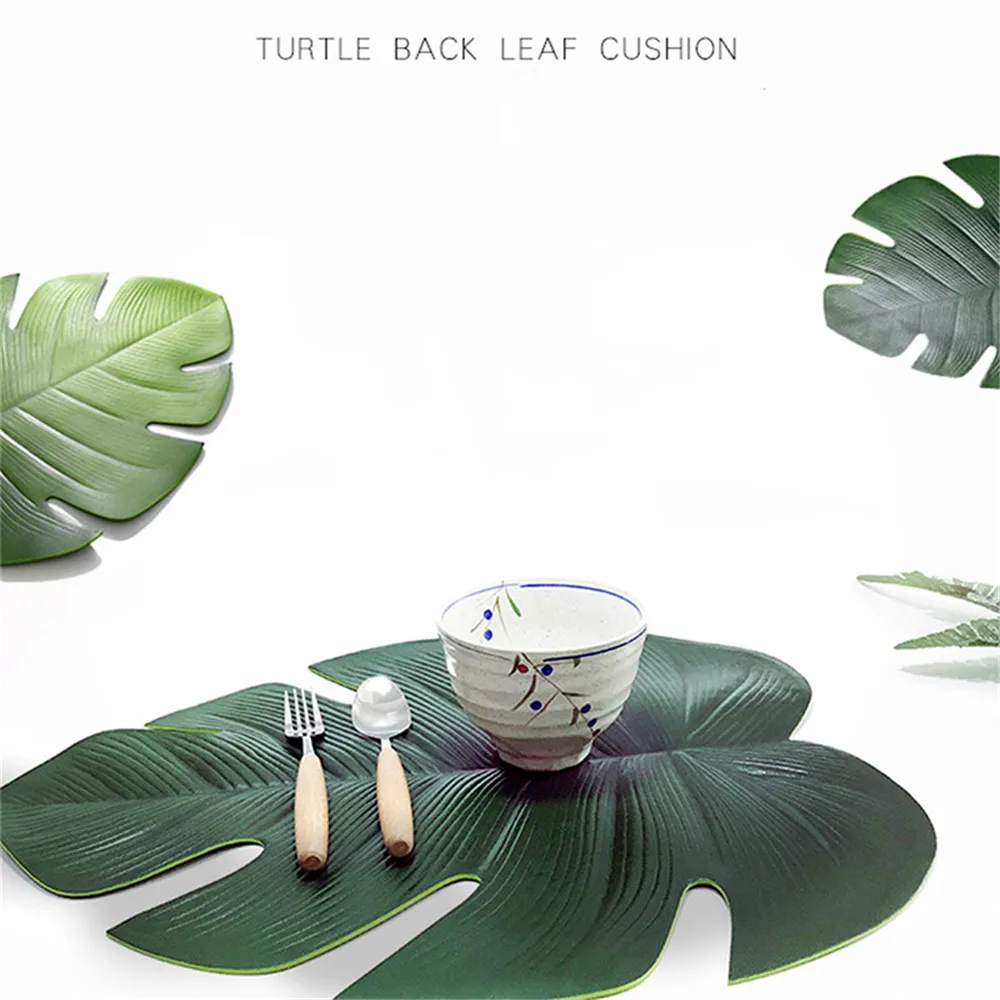 Turtle Leaf Placemat Artificial Green Plant Insulation Non-slip Tableware Home Western anti-hot plate Table Kitchen Decor Mats
