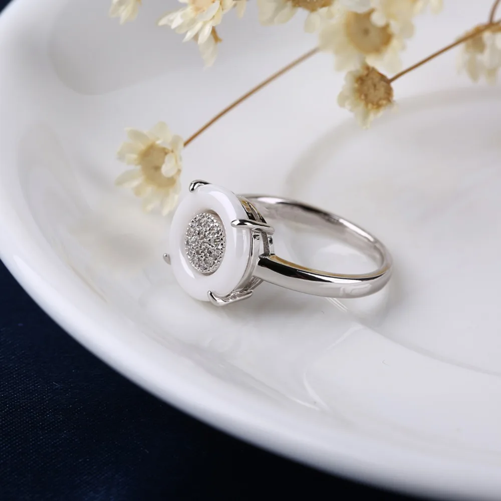 TUHE Модные 2 мм керамические кольца большие круглые керамические с Bling Кристал для свадьбы, помолвки вечерние ювелирные изделия для женщин подарок для любимой девушки