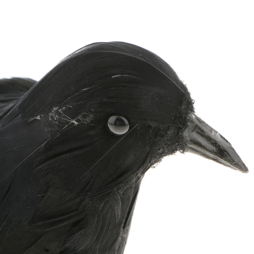 MagiDeal Creative Fake Black Feathered Foam Crows Birds Ravens Halloween Decor Props Craft Garden Yard Decor Ornament 