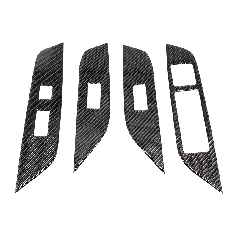 

QHCP 4Pcs/Set ABS Epoxy Carbon Fiber Style Car Window Lift Swift Button Cover Frame Sticker Sequin For Lexus ES200 260 300H 2018