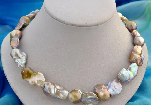 

FREE shipping17" 33mm baroque purple reborn keshi pearl necklace