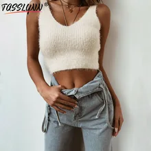 TASSLYNN свитер женский жилет, женский кардиган без рукавов Стандартный осенний Модный женский мохеровый винтажный корейский уличная одежда