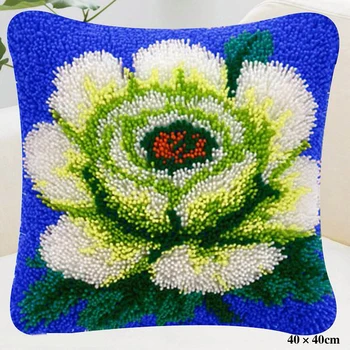 

white Flower cross stitch pillow/Placemats "do it yourself" method of needlework kit latch hook rug kit / embroidered carpet