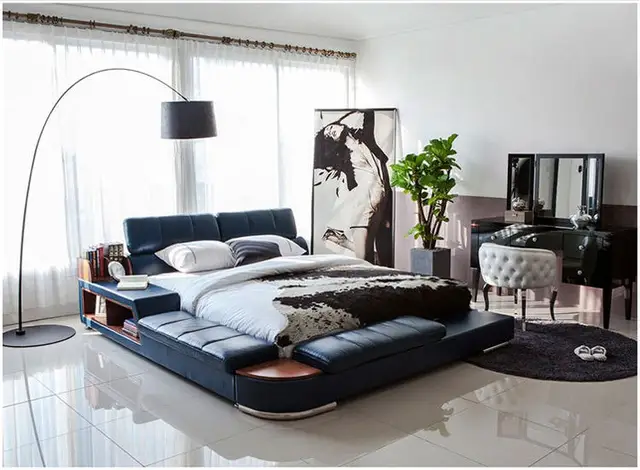 Cheap Europe and America Genuine leather bed frame Modern Soft Beds Home Bedroom Furniture cama muebles de dormitorio / camas quarto Cheap Europe and America Genuine leather bed frame Modern Soft Beds Home Bedroom Furniture cama muebles de dormitorio / camas quarto