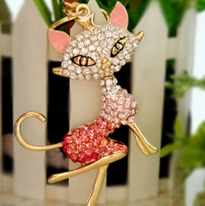 Fashion Accessories Rhinestone Sexy cat l Key Chains free shipping