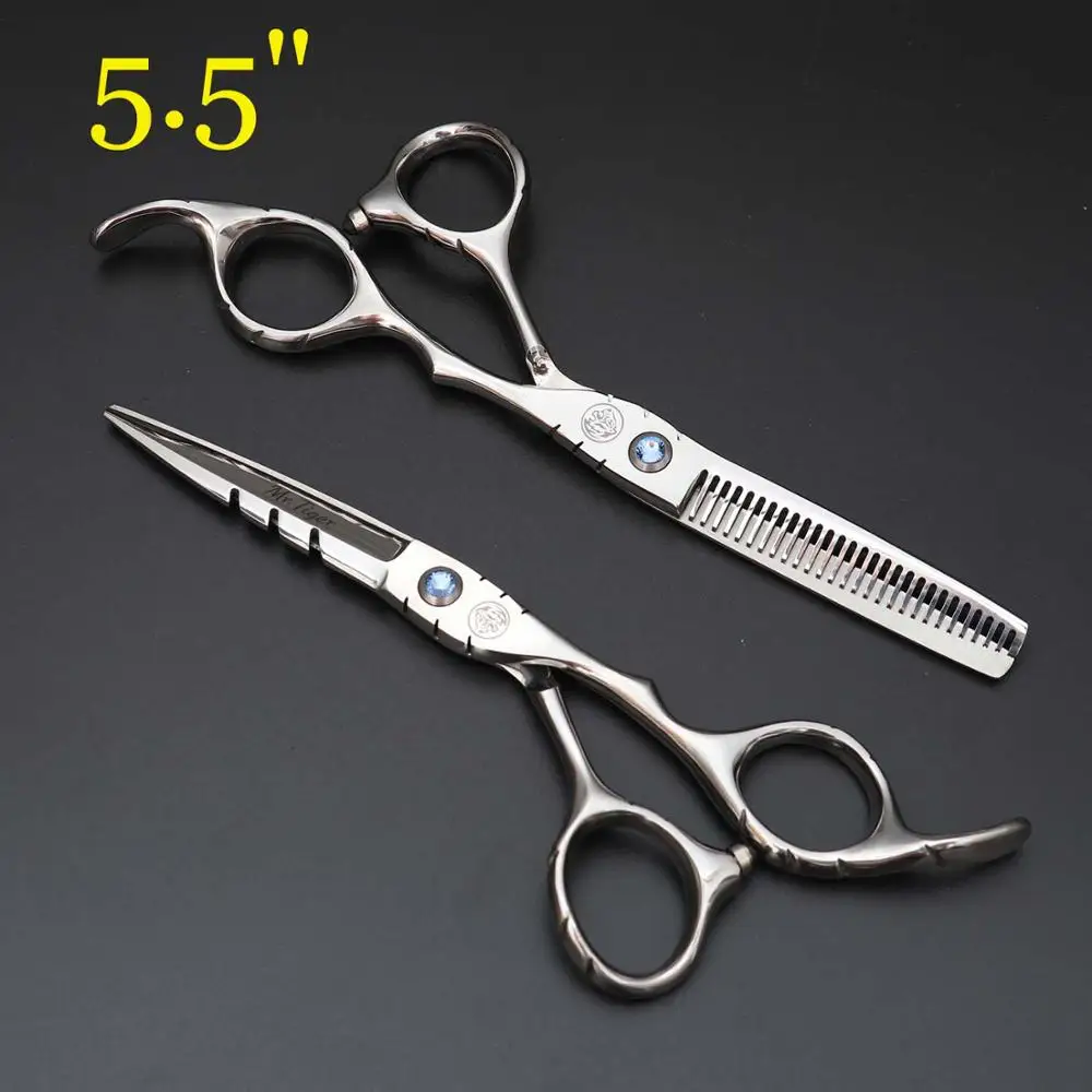 ГОРЯЧАЯ 5,5/6,0 дюймов Professional Hair Парикмахерские ножницы резка Истончение Scissor укладки волос Инструмент Парикмахерская - Цвет: 2 scissors