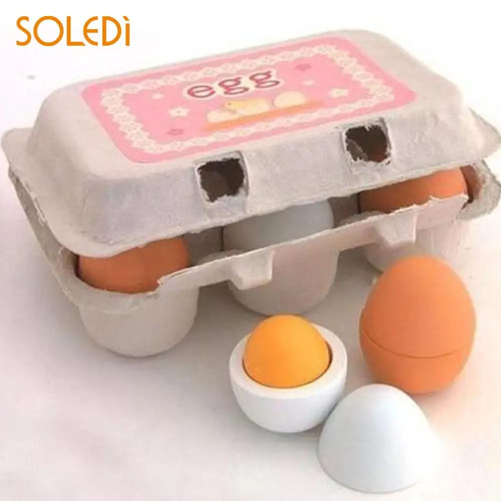 

Educational Egg Toys Wooden Eggs Yolk Pretend Play Toy
