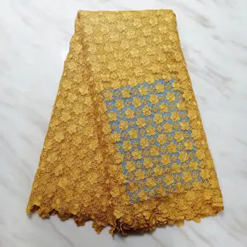 

Madison African French Cotton Lace Fabric With Gold High Quality Dubai Embroidery Lace Nigerian French Cord Lace Fabric