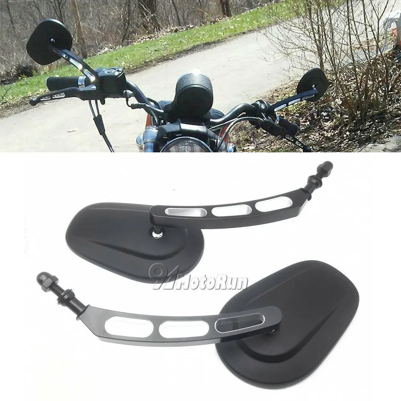 

Black Motorcycle Edge Cut Rearview Mirrors For Harley Sportster Dyna Street Bob Fat Bob Low Rider Iron XL 883N Tour Road Glide